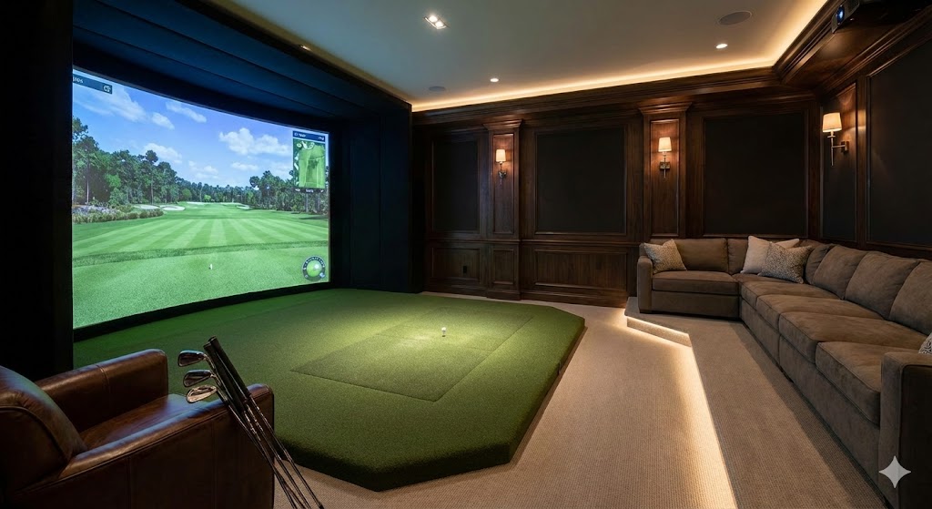 an image of a luxurious indoor golf setup