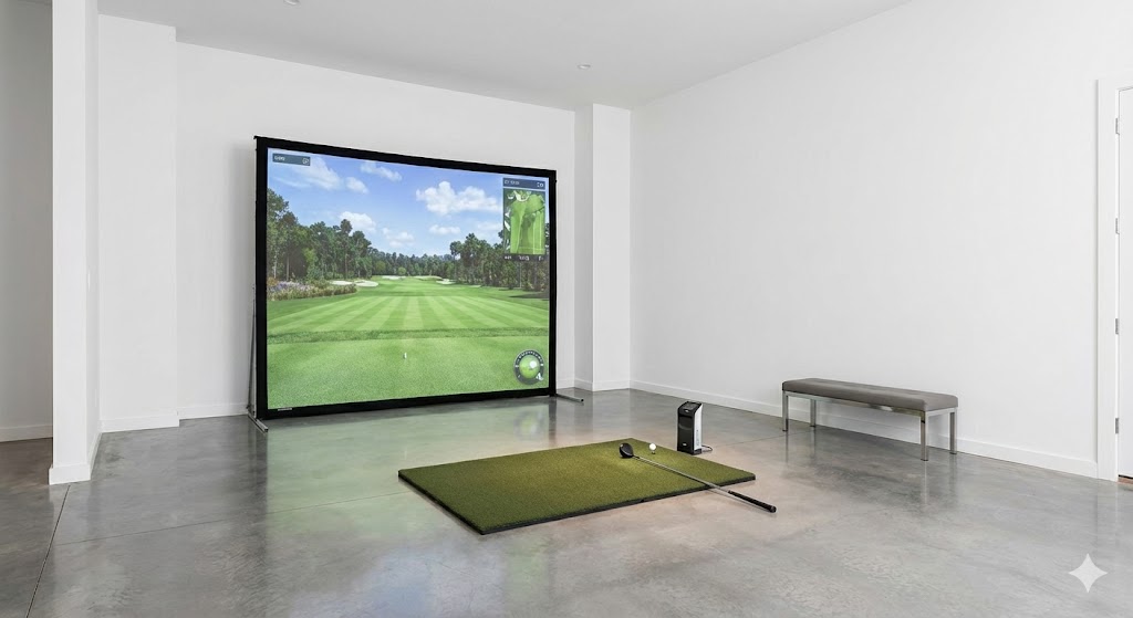 an image of a minimalist indoor golf setup